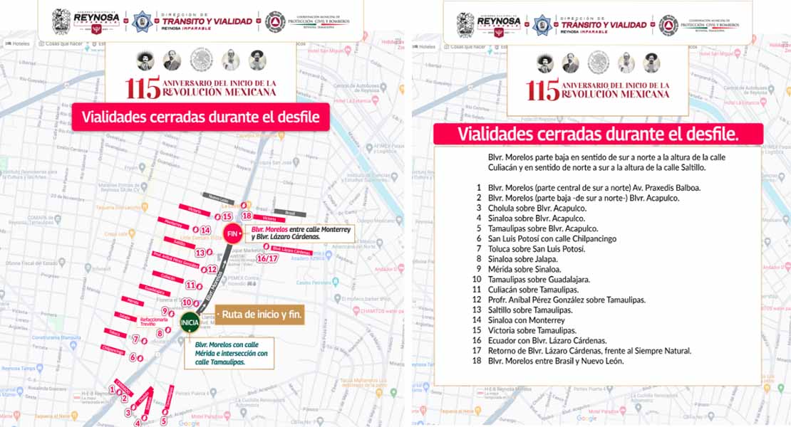 Conoce las calles cerradas por el Desfile Conmemorativo de la Revolución Mexicana